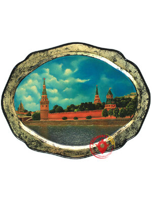 Поднос с росписью "Кремль" в подарочном футляре, люкс